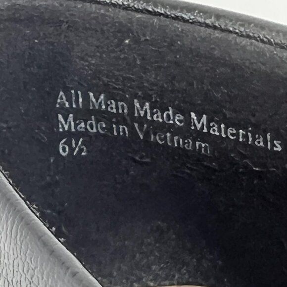 Coach And Four Womens Black Faux Leather Slip On Bow Metal Tips Size 6.5 Flats - Picture 9 of 10